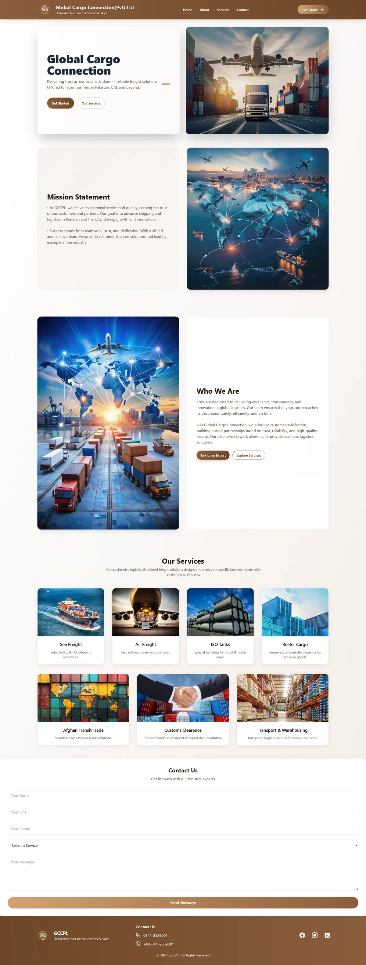 Global Cargo full homepage screenshot