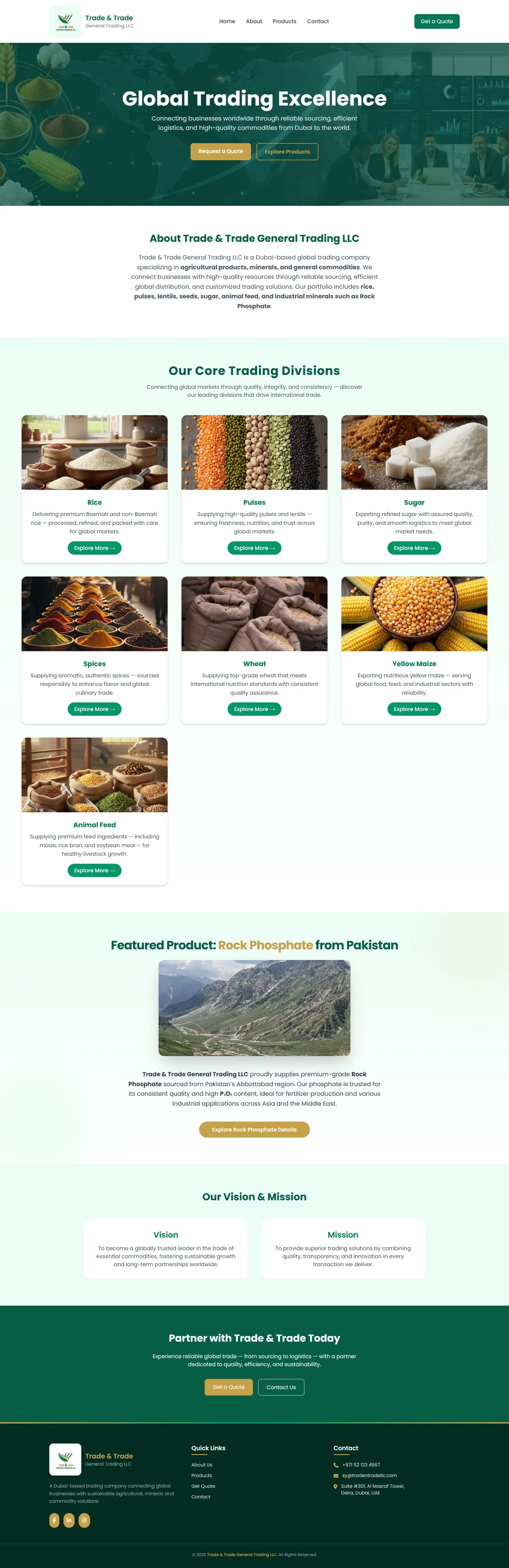 Trade & Trade full homepage screenshot